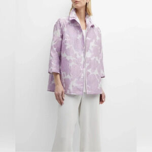 NWT Caroline Rose Lavender Floral Rose Devore Jacket Size Small